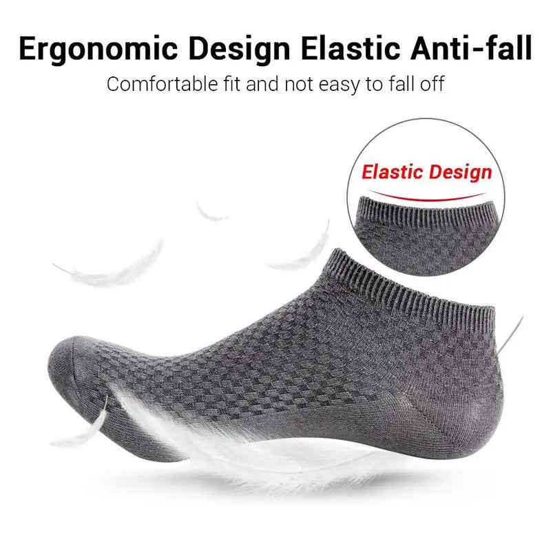 5 Pairs Bamboo Ankle Socks – Breathable Antibacterial Fit
