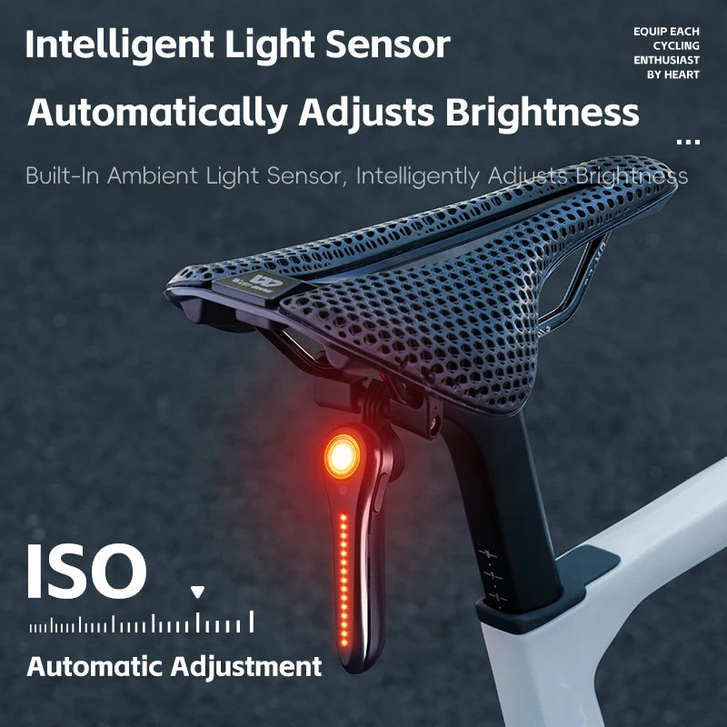 Smart Rear Bike Light with Brake Sensor and Flowing Flash Mode