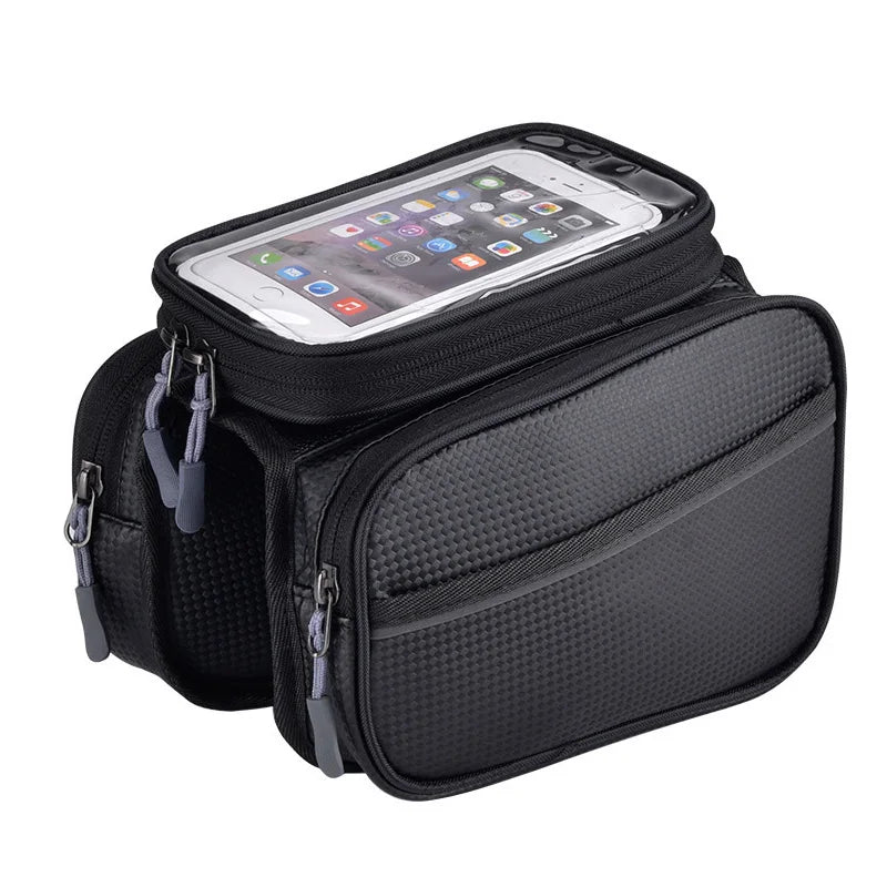 Rainproof Bike Frame Bag with Phone Holder & Storage