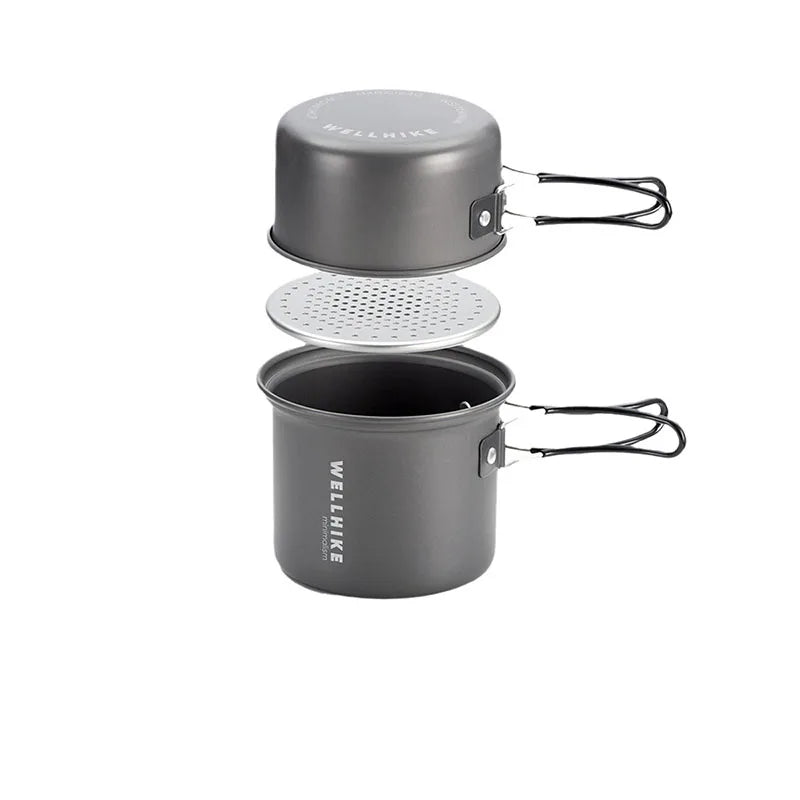 WELLHIKE Ultralight Camping Cookware Set – Portable 1-Person Pot & Lid for Hiking & Outdoors