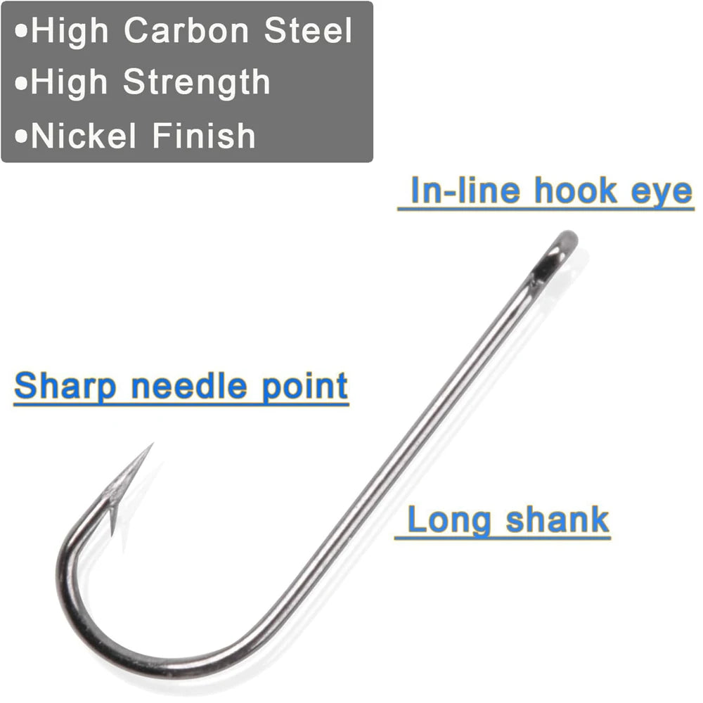 Aberdeen Long Shank Fishing Hooks Kit – 150PCS Light Wire Set