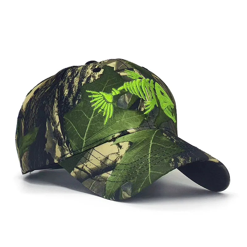 Embroidered Fish Bone Camo Cap – Adjustable Outdoor Hat