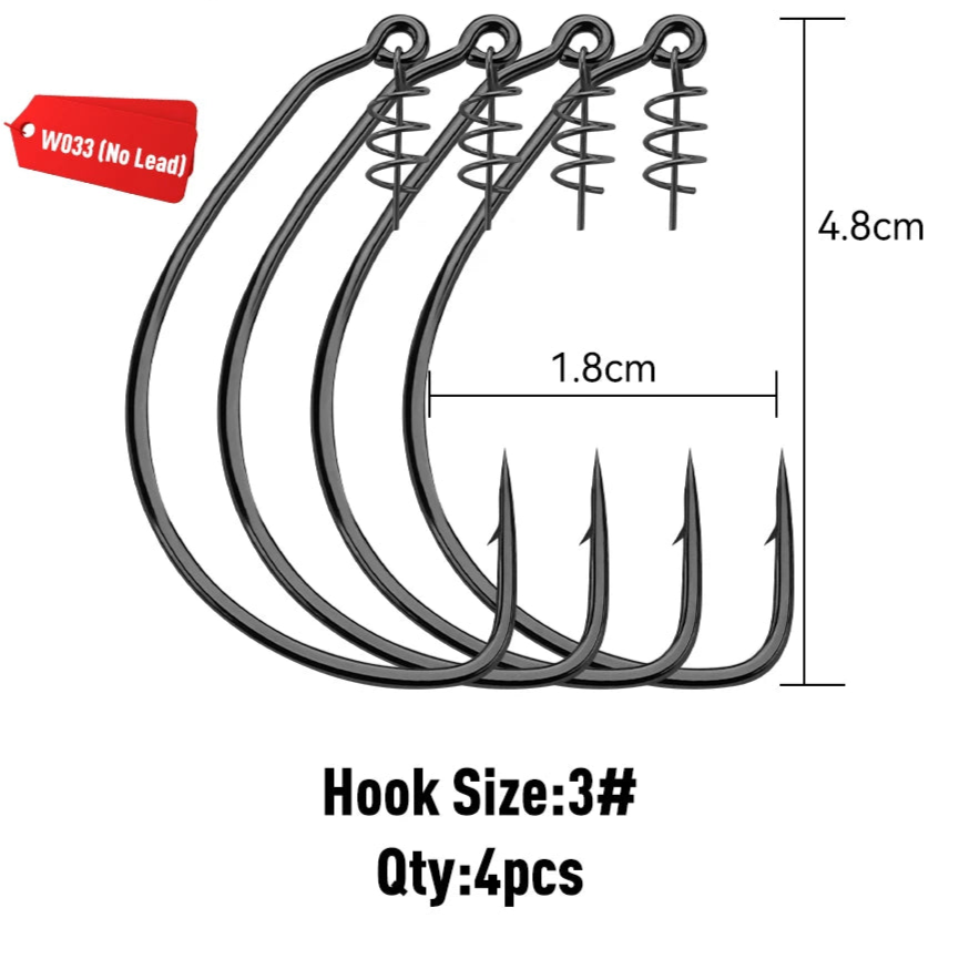 Spring Lock Soft Bait Hooks 5PCS – Carbon Steel Options