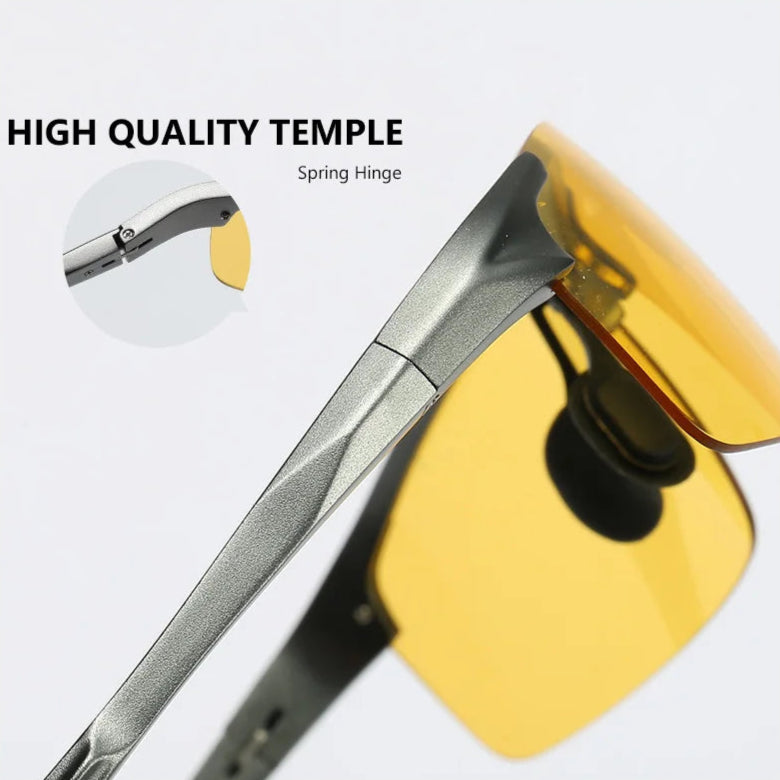 Night Driving Glasses – Polarised UV400 Anti-Glare Rimless Yellow Eyewear