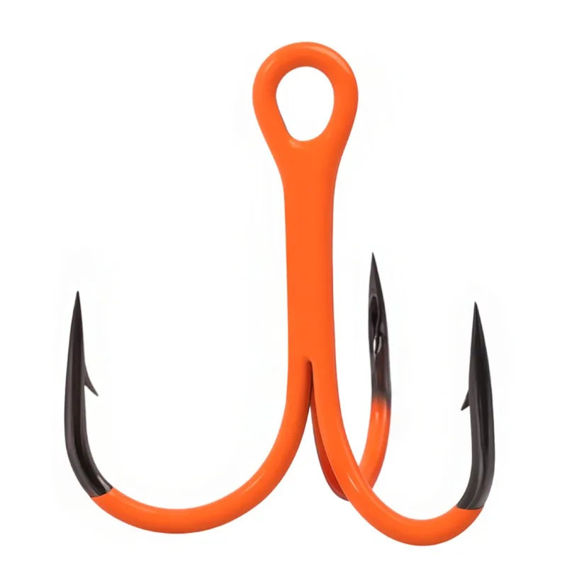 10PCS UV Treble Hooks – 2X Strong High Carbon Triple Set