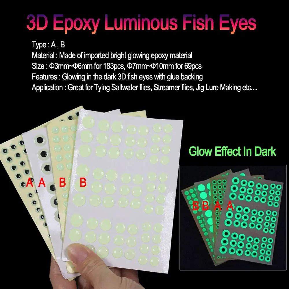 3D Glow Fish Eyes for Fly Tying, Streamers & Jig Lures