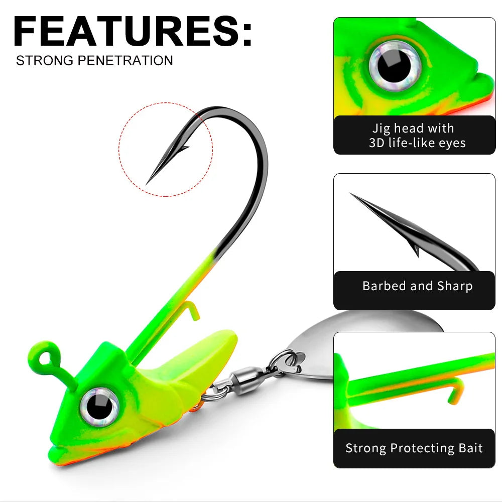 Jig Head Lures with Spinner – 7.5g to 15g Sinking Baits