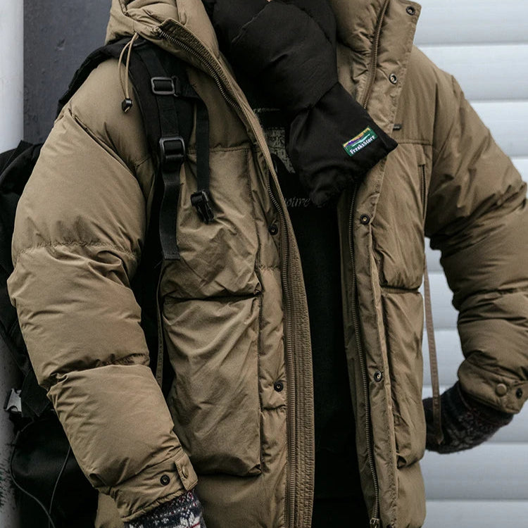 Men's Lightweight Windproof Down Jacket – Casual Winter Puffer Coat with Hood