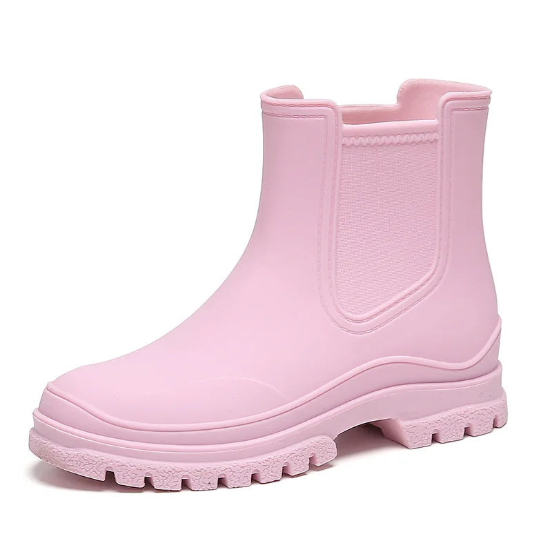 Women’s Waterproof Ankle Rain Boots – Non-Slip Chelsea Style
