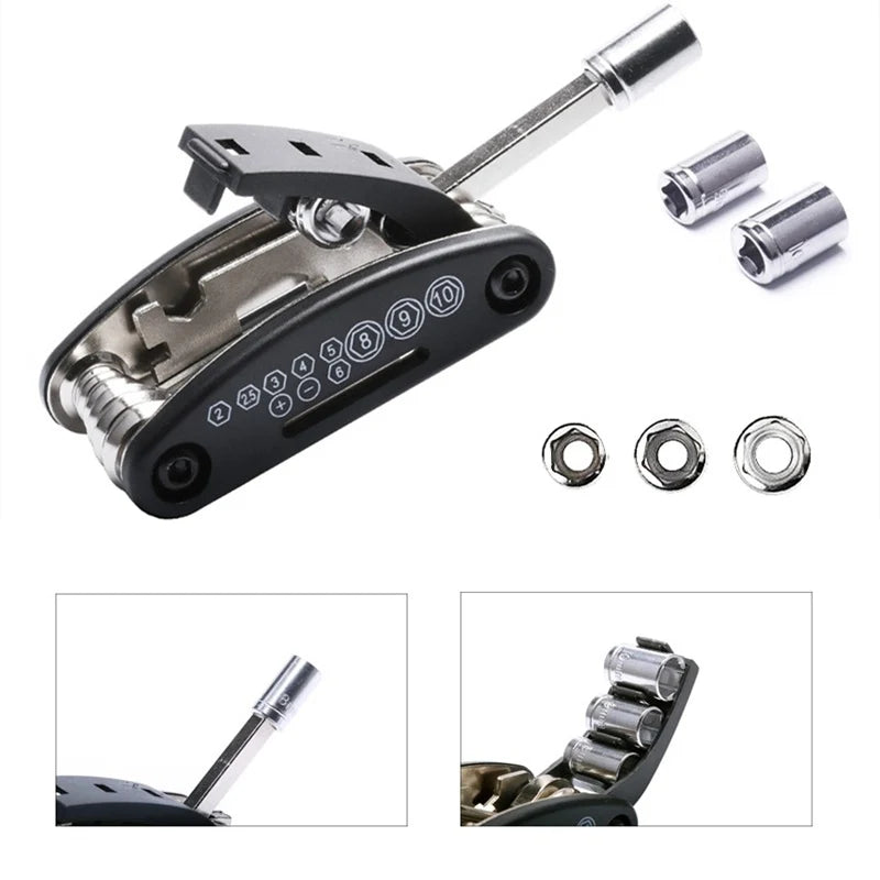 Portable 16-in-1 Bike Multitool with Wrenches and Keys