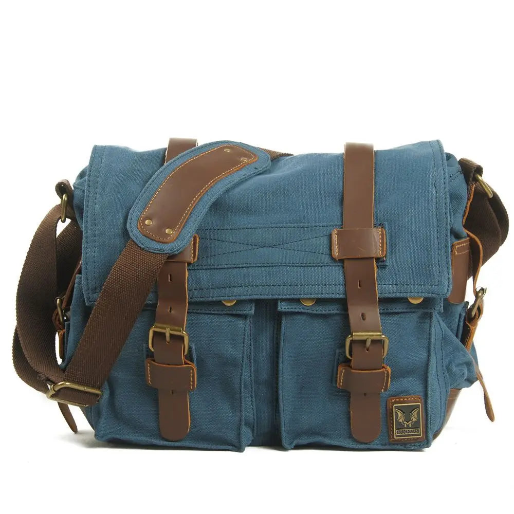 Waterproof Canvas Leather Camera Bag with Shoulder Strap
