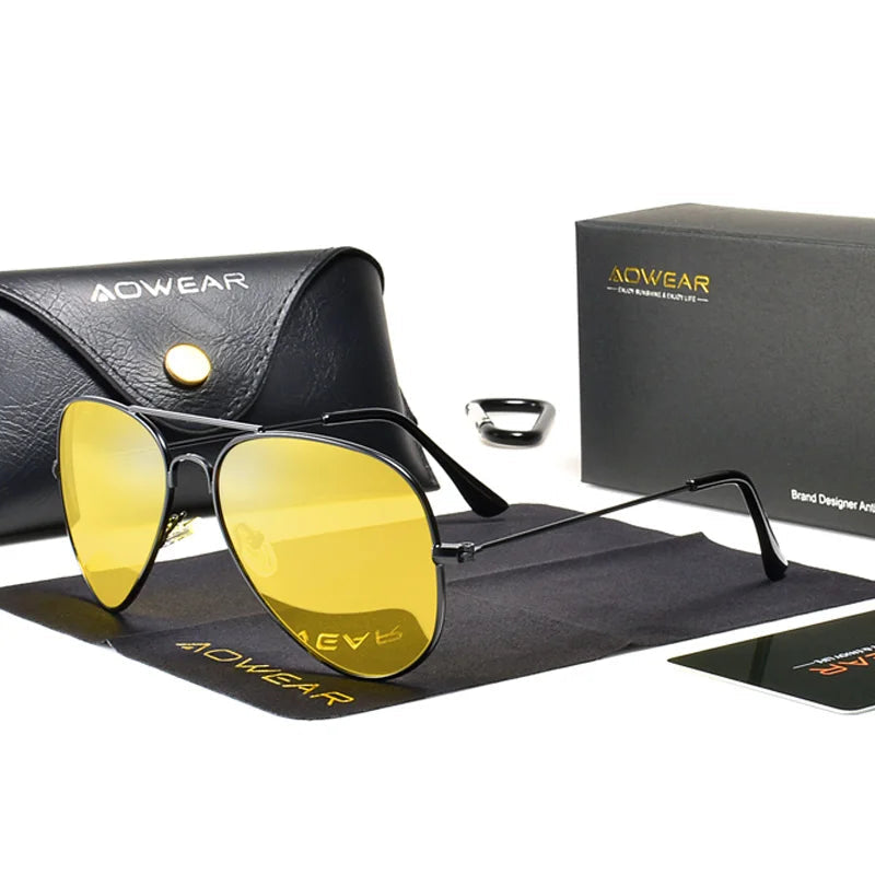 Night Driving Pilot Sunglasses – Polarised Yellow Lens UV400 Eyewear