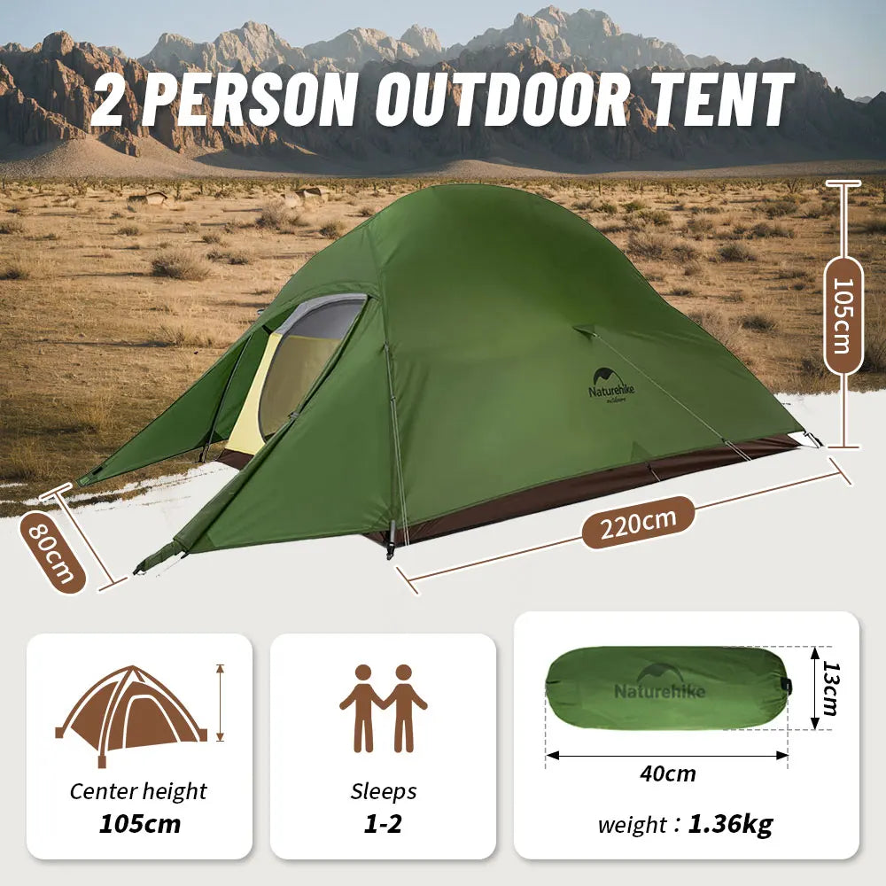 Ultralight 2P Trekking Tent – Waterproof Shelter for Hiking