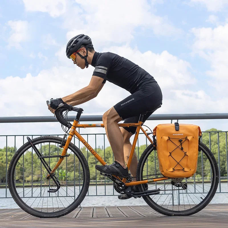 25L Waterproof Bike Rack Bag with Roll-Top and Mesh Pouch