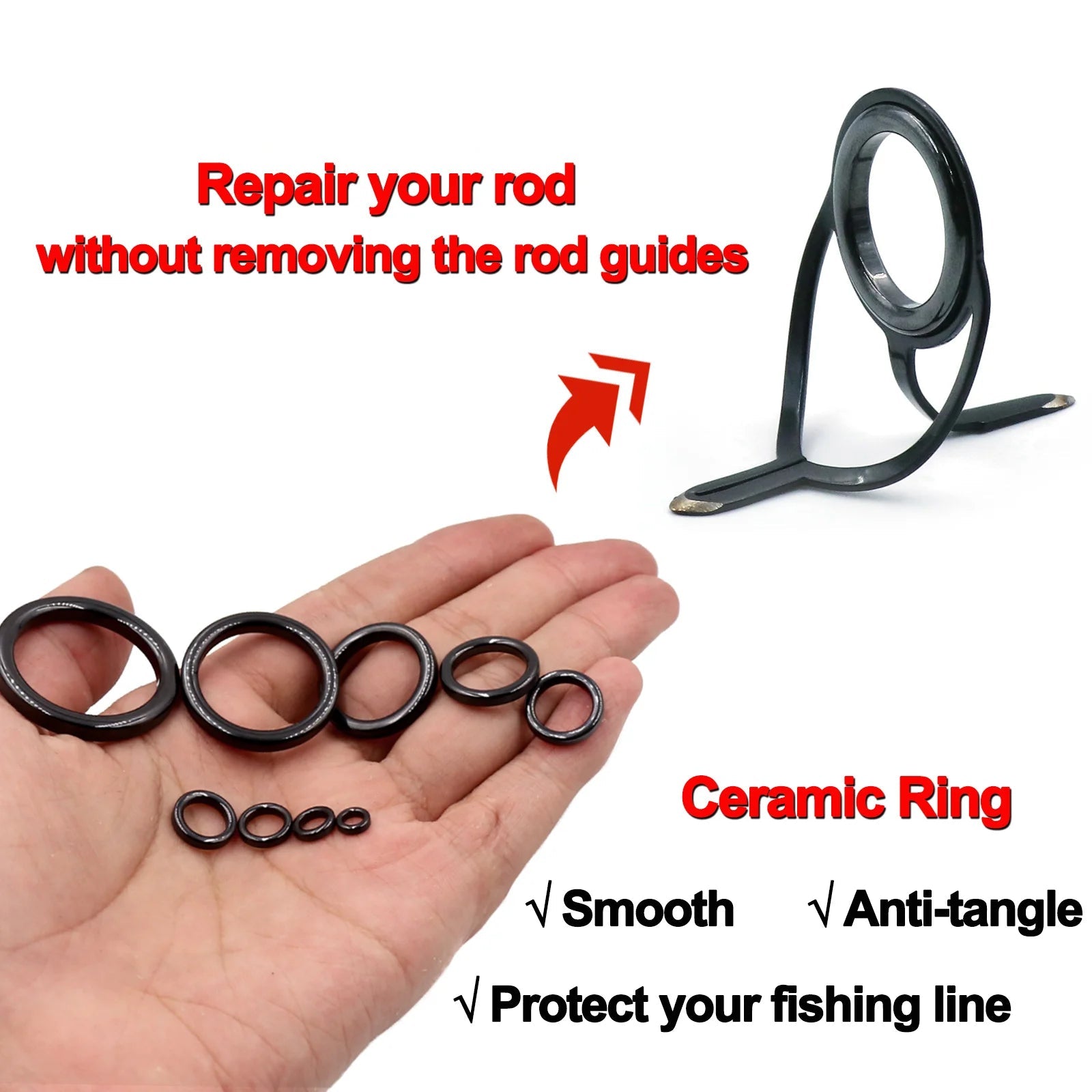 26-Piece Ceramic Rod Guide Repair Kit for Fishing Rods