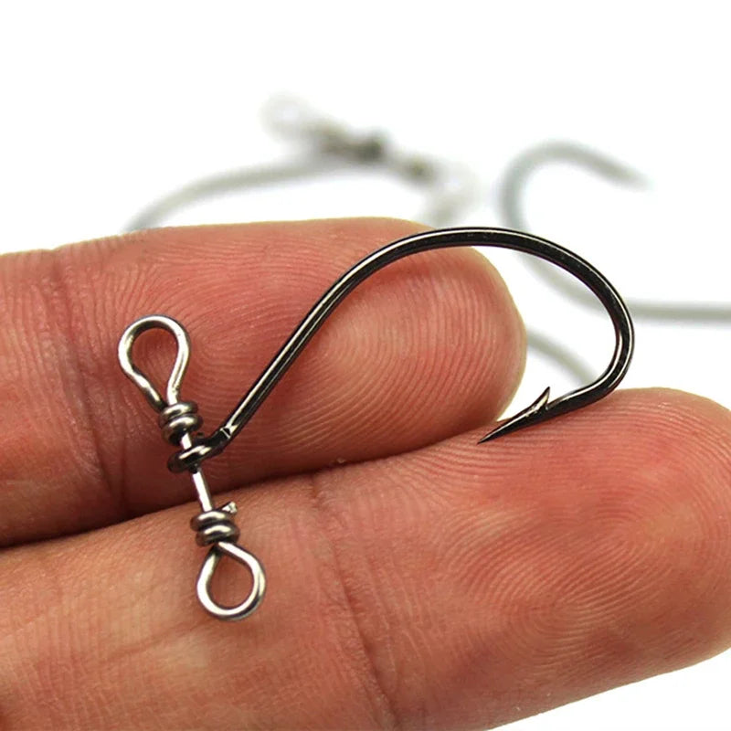 10PCS Down Shot Rig Worm Hooks – Wide Gap with Swivel