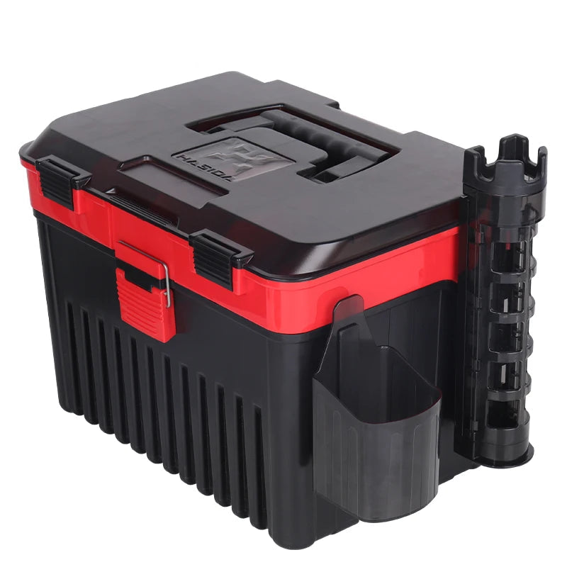Double-Layer Tackle Box With Rod Holders for Boat Fishing Gear