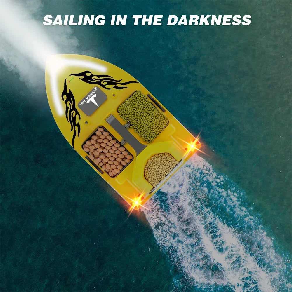GPS RC Fishing Bait Boat – 500m Range, 3 Bins, Auto Cruise & Return