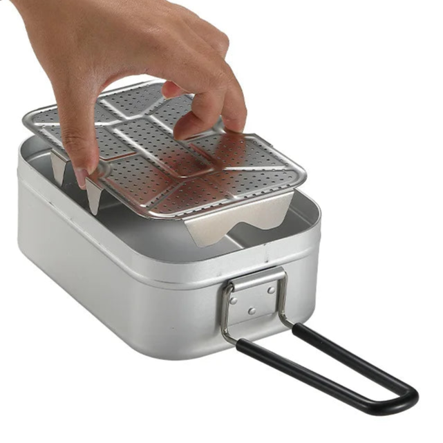Old-Fashioned Aluminium Camping Lunch Box – Foldable & Light