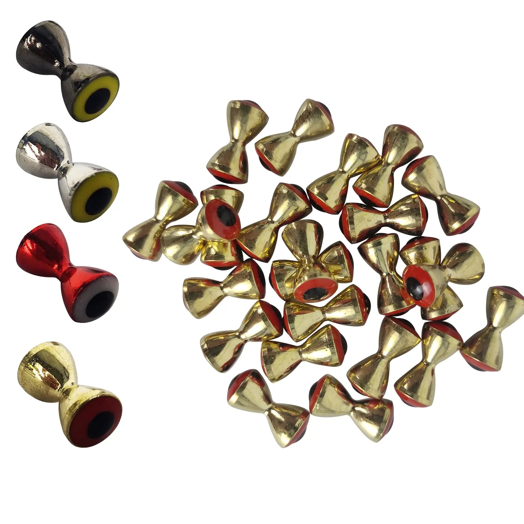 25PCS Brass Dumbbell Eyes – Fly Tying Weights 4–6.3mm