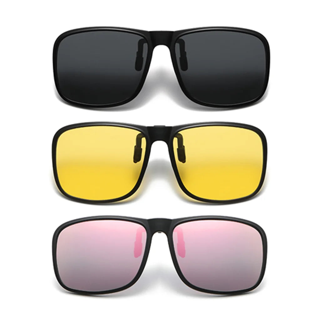 Flip Up Clip-On Polarised Sunglasses – UV400 Anti-Glare Driving Lenses
