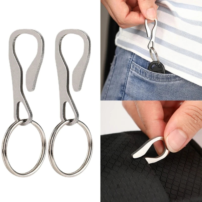 2PCS Stainless Steel EDC Clips for Belts, Bags or Keychains
