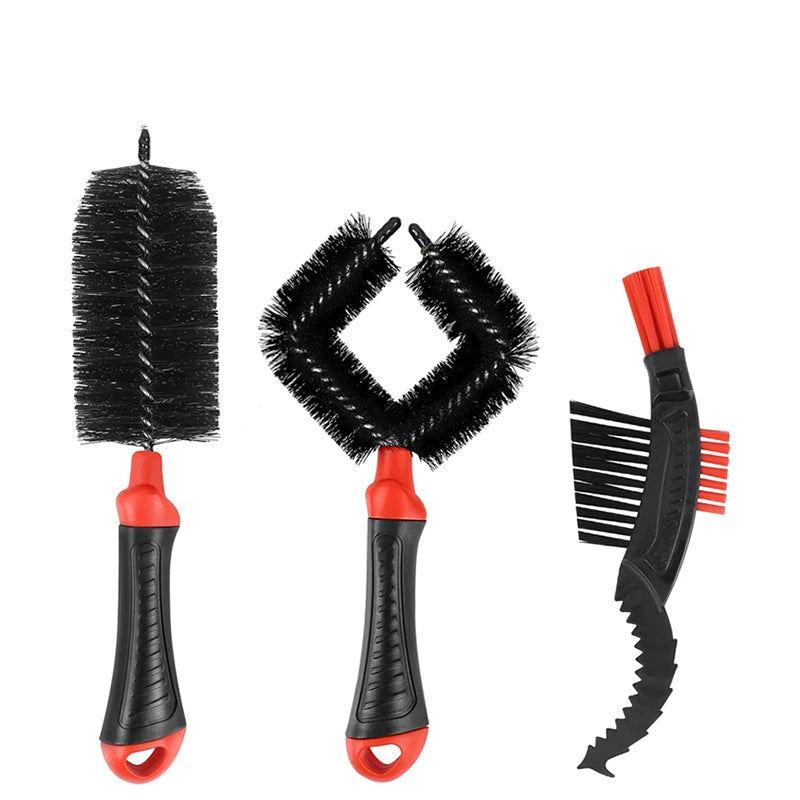 3-Piece Bike Cleaning Brush Set for Rims, Gears and Hubs