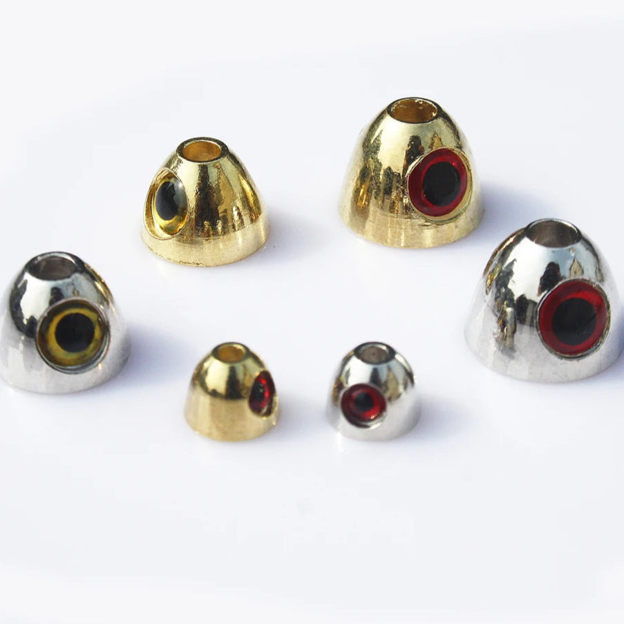 5PCS Brass Coneheads with 3D Eyes – Streamer Fly Tying Heads