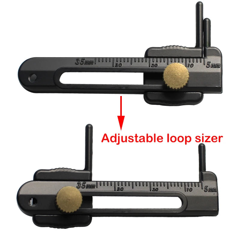 Adjustable fishing loop sizer tool showing measurement scale