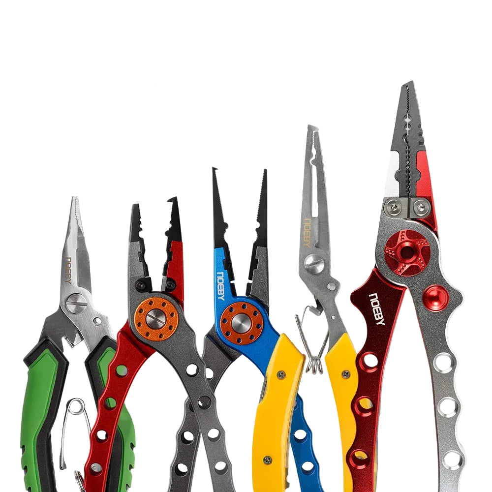 Aluminium fishing pliers with stainless jaws and line cutter