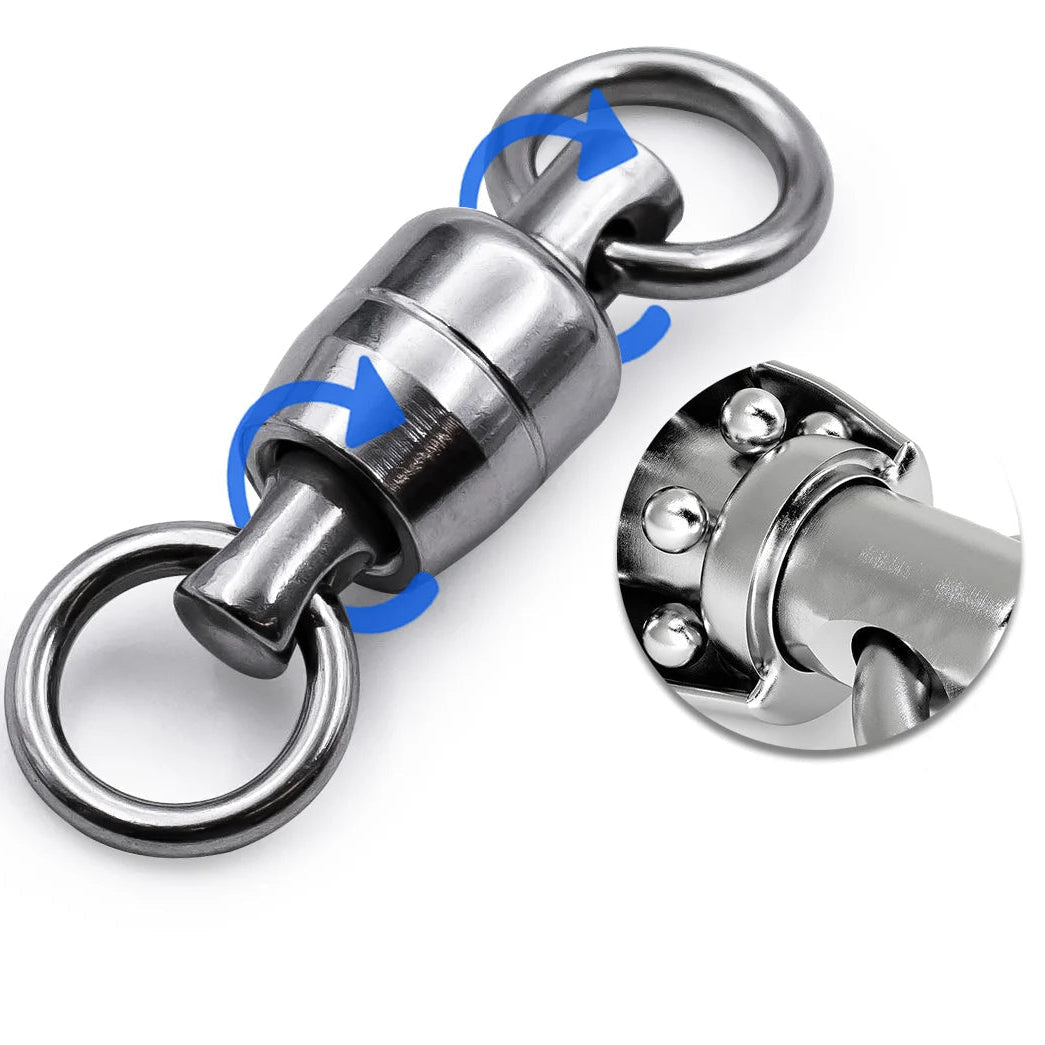 Ball bearing fishing swivel showing smooth rotation mechanism