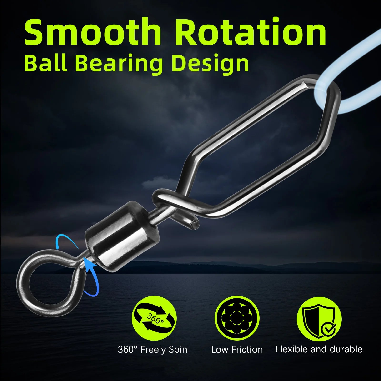 Ball bearing swivel with smooth rotation design