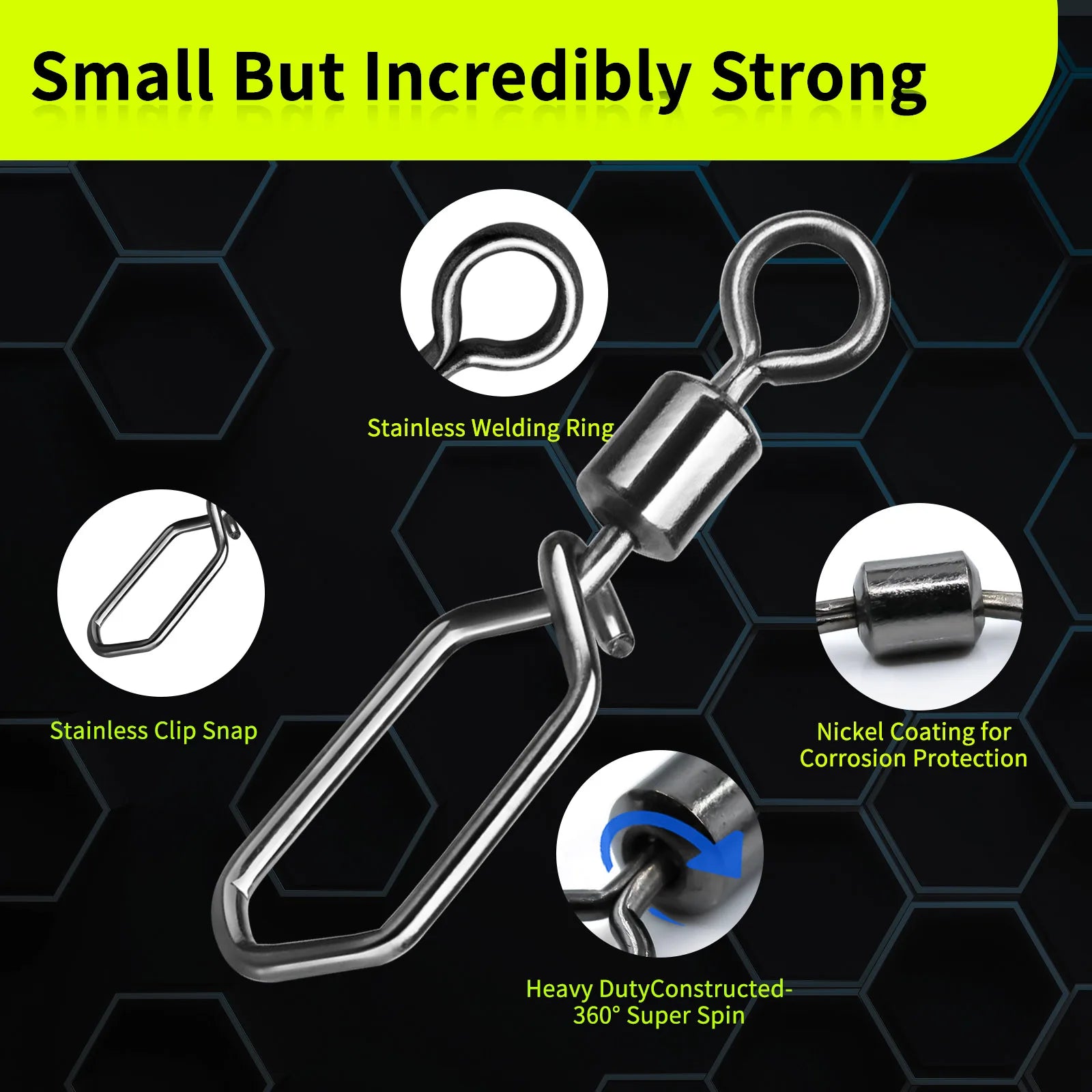 High strength barrel swivel with snap clip