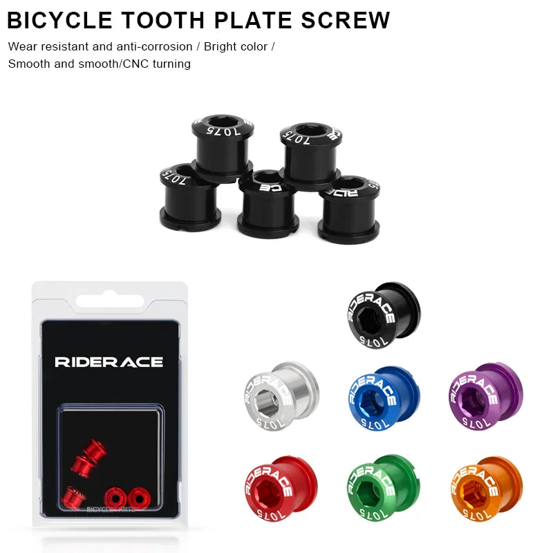 Bicycle chainring tooth plate screws and nut set