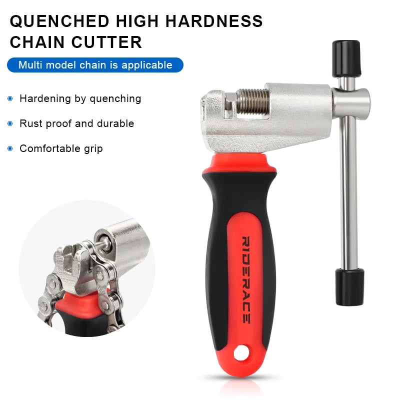 Hardened steel bicycle chain cutter pin and drive mechanism