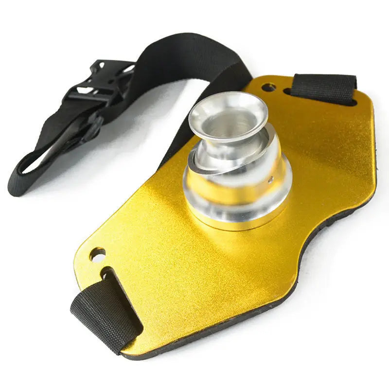 Black and silver 360-degree rotatable fishing rod holder belt made from lightweight alloy