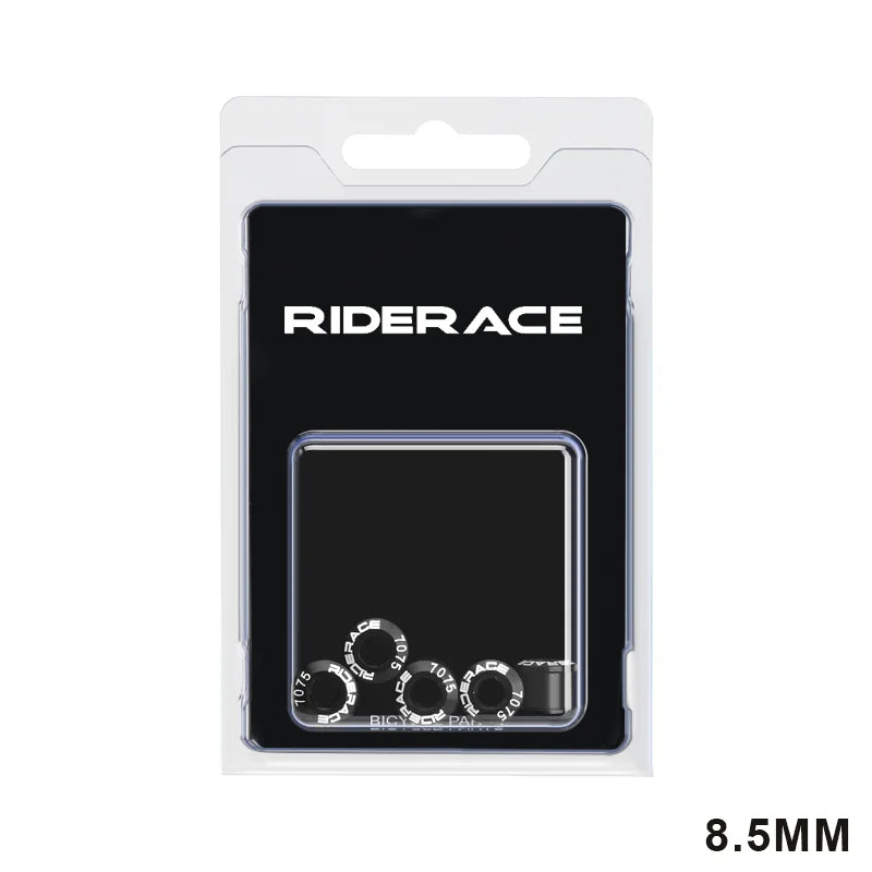 Black anodised bicycle chainring bolts packaged set 8.5mm