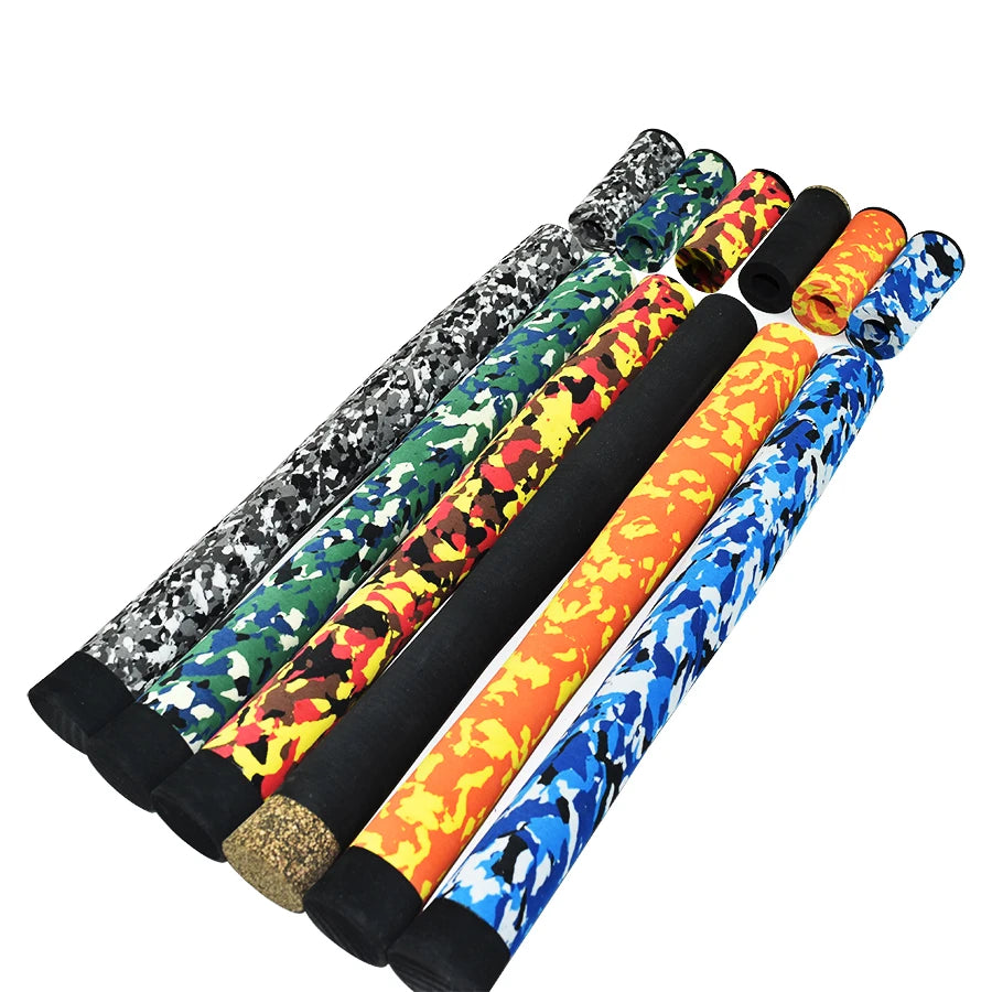 Set of camouflage EVA fishing rod handles in assorted colours for DIY rod building and repairs