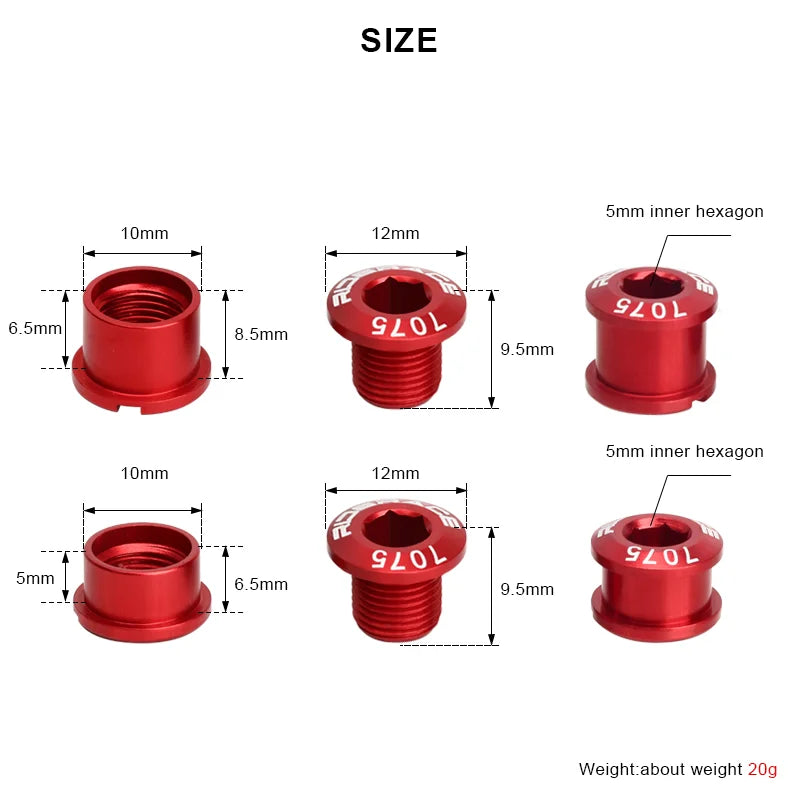 Bicycle chainring bolt size guide showing 6.5mm and 8.5mm options