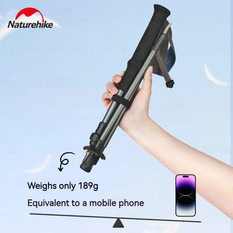 Folding hiking pole collapsed into compact size