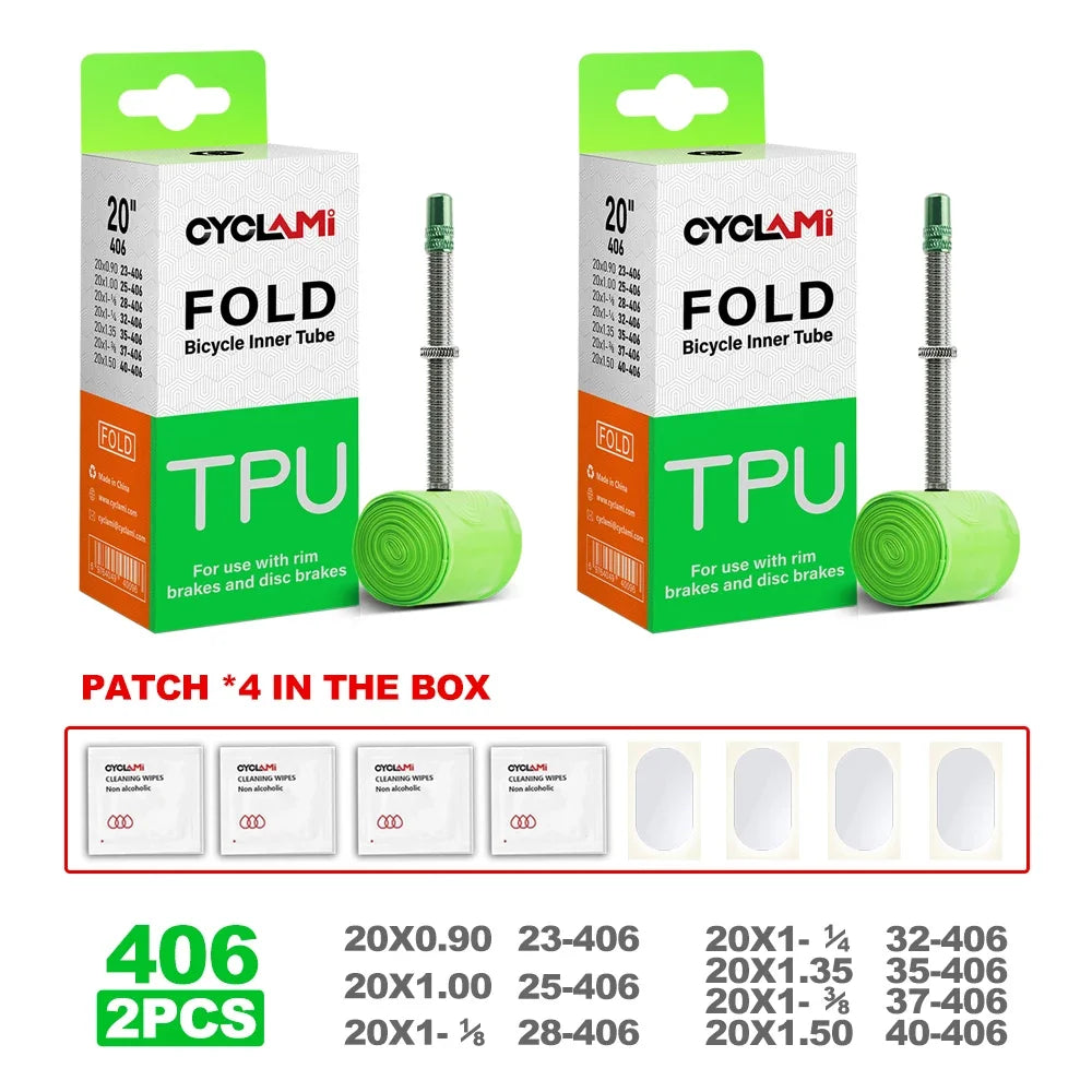CYCLAMI fold bike TPU inner tube range for compact and folding bike setups
