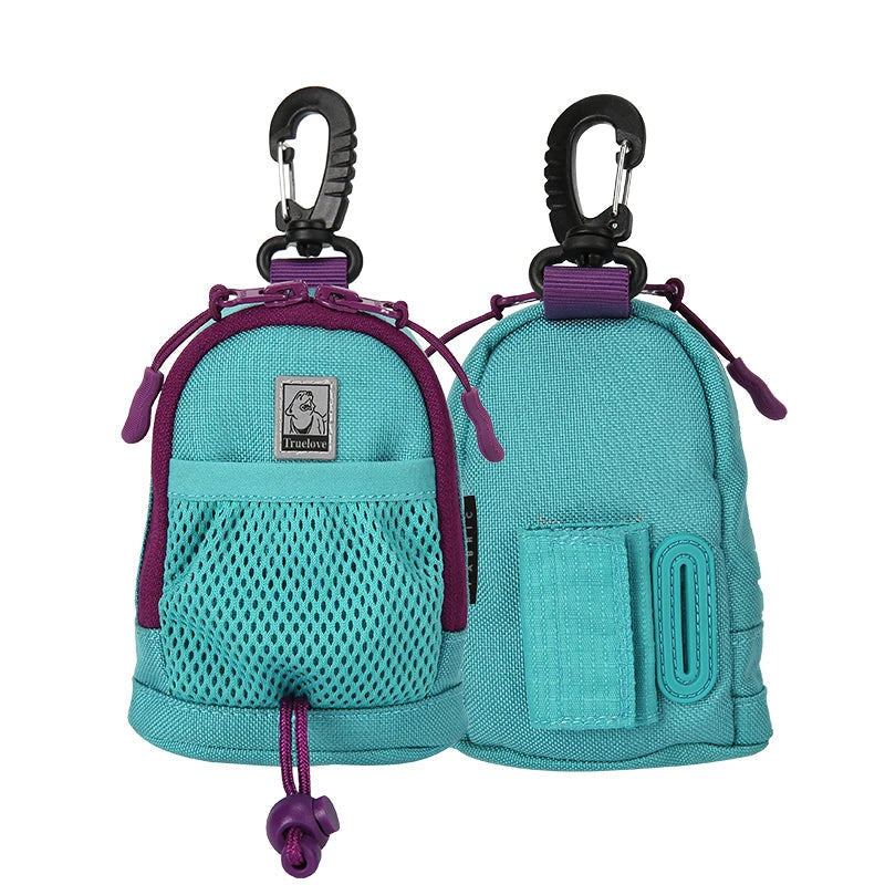 Teal and purple dog treat bag holder