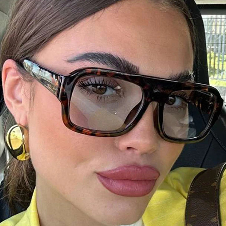 DOHOHDO oversized black square pilot sunglasses with gradient lenses for outdoor fashion