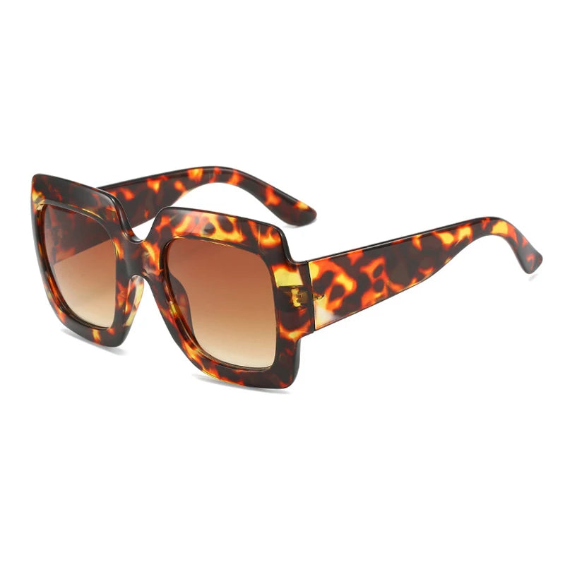 DOHOHDO tortoiseshell oversized sunglasses with warm brown lenses and square frame design for vintage street style