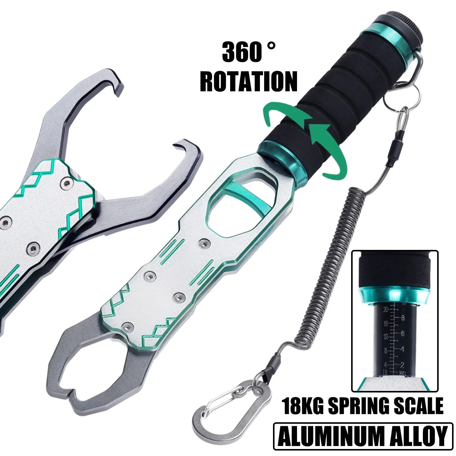 aluminium fish lip gripper with integrated fishing scale