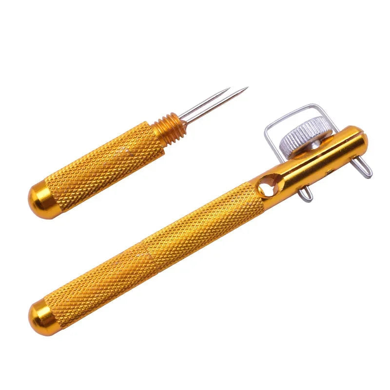 Double ended fishing hook knot tying tool with aluminium handle