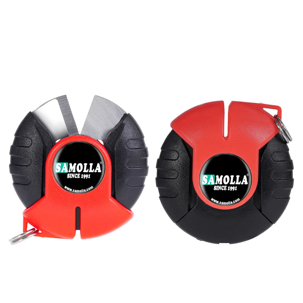 Compact fishing line scissors for cutting braid and monofilament