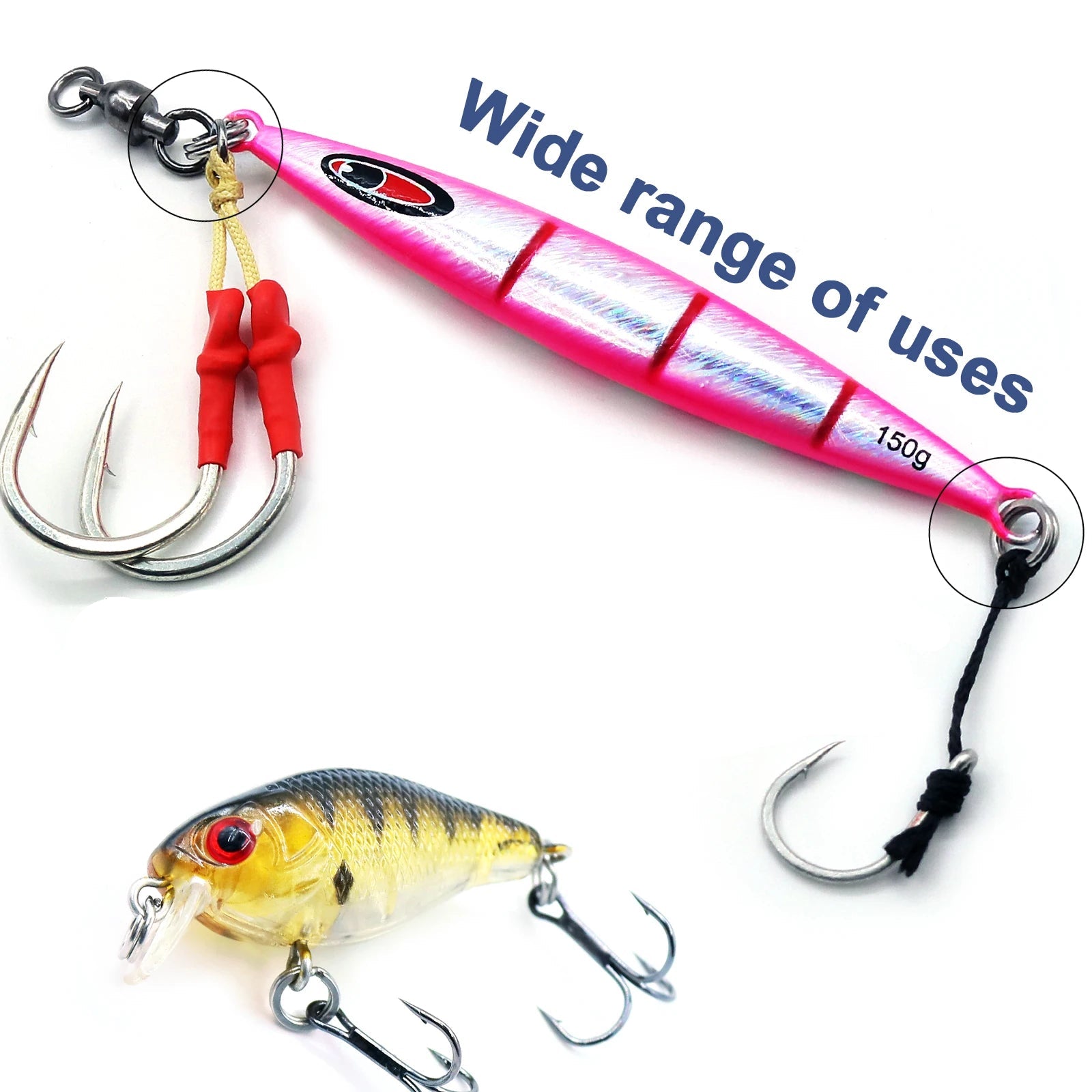 Fishing lure attached using stainless steel split ring connector