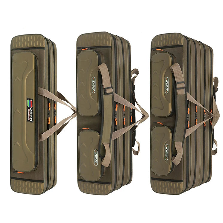 Fishing rod bag shown in two three and four layers