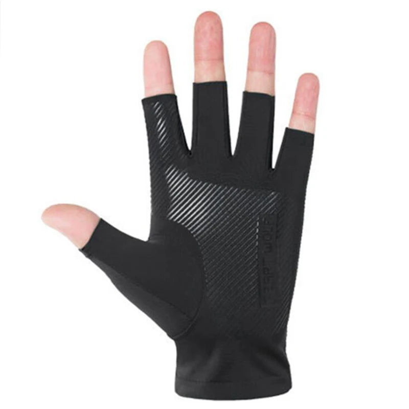 Half finger cycling gloves palm view on hand